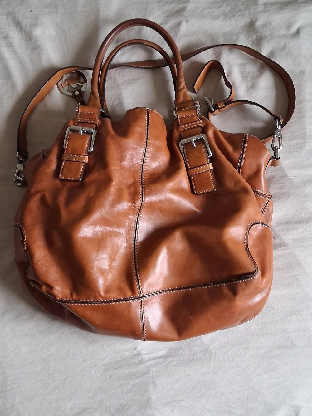 Michael Kors Tan Leather Tote with Signature Charm